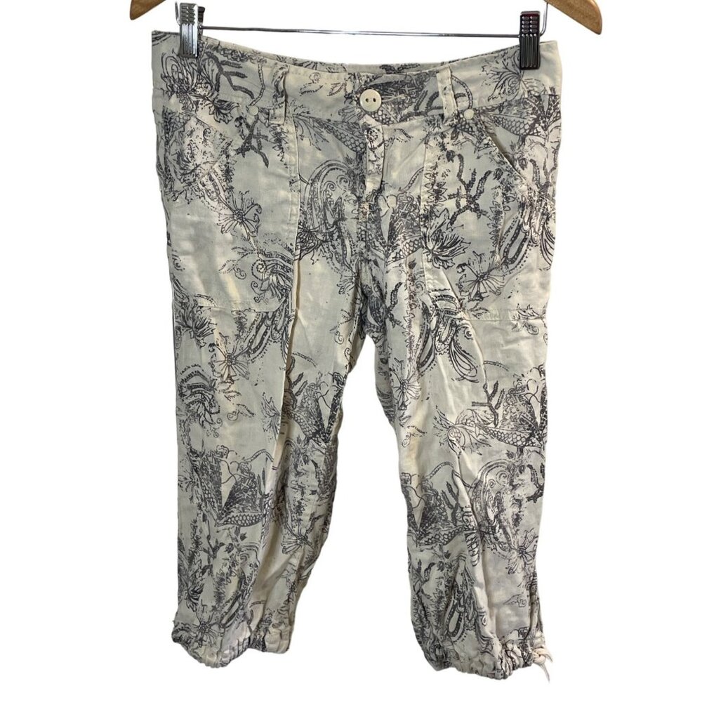 Calvin Klein Black White Artsy Design Cropped Pants Sz 2